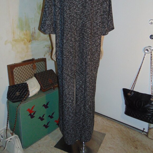 Intimately Free People Heather Gray Black Fleece Hazy Maxi Dress Lagen Look L - Picture 10 of 12